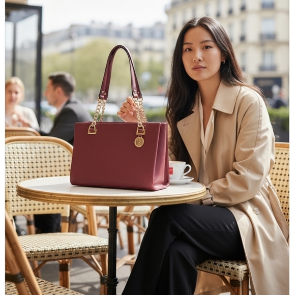 NEW, Anne Klein Burgundy Wine  Red Shoulder Bag, Satchel New, - Picture 1 of 9